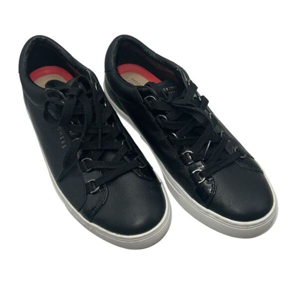 Skechers Street Los Angeles Sneakers Womens 9.5 Black Leather Lace Up Rise Fit